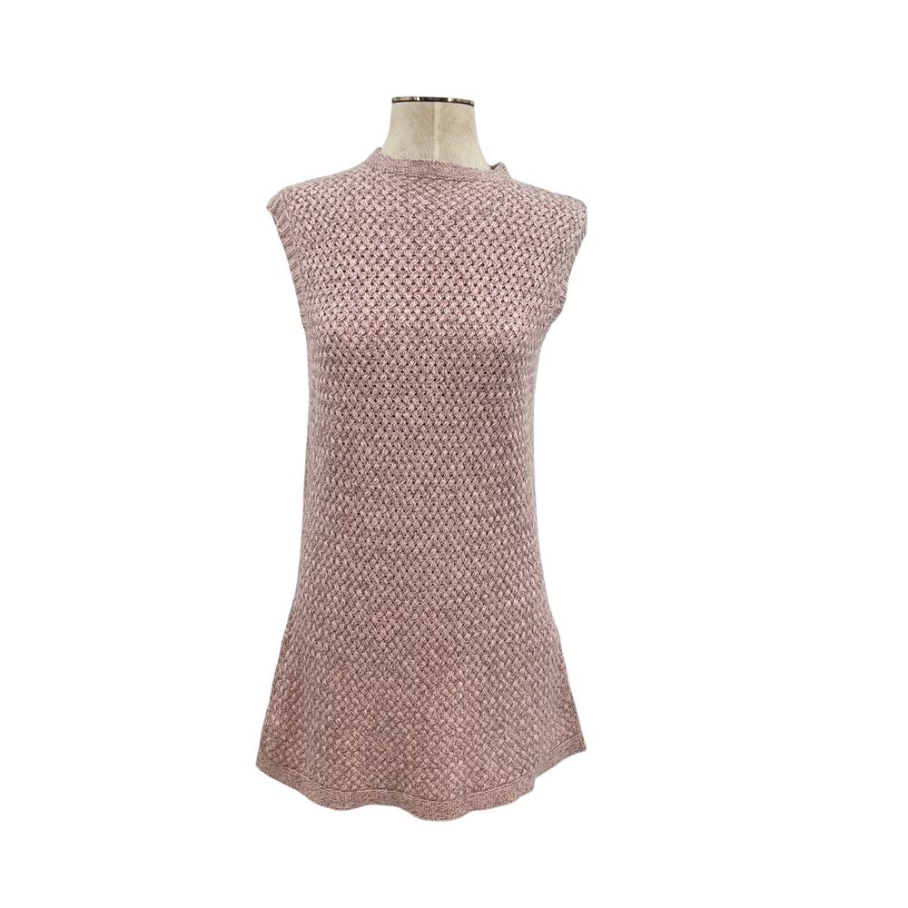 Escada Silk Cashmere Sleeveless Sweater Tank Pink Metallic Knit IT‎ 42 US 6